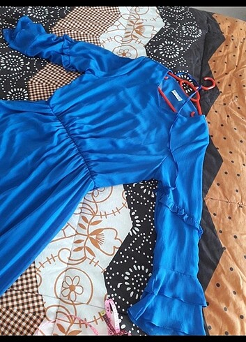 50 Beden mavi Renk Sifon elbise