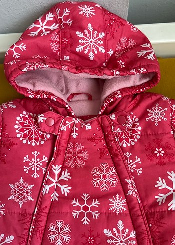 Kapüşonlu Pembe Kız Bebek Kar Tulumu - Görsel 5