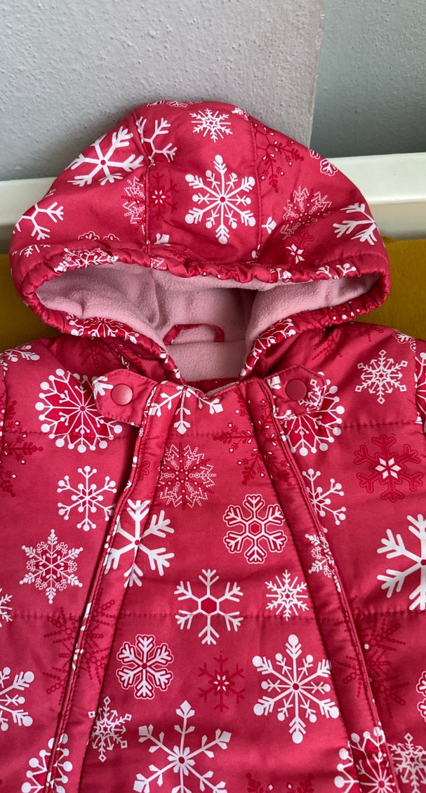 Kapüşonlu Pembe Kız Bebek Kar Tulumu - Görsel 5
