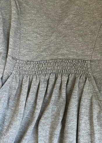 Gri Uzun Kollu Hamile Midi Elbise - Görsel 4