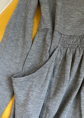 Gri Uzun Kollu Hamile Midi Elbise - Görsel 3