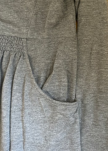 Gri Uzun Kollu Hamile Midi Elbise - Görsel 2