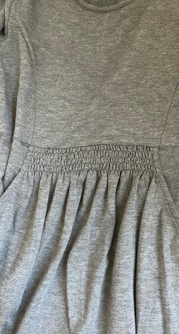 Gri Uzun Kollu Hamile Midi Elbise - Görsel 4