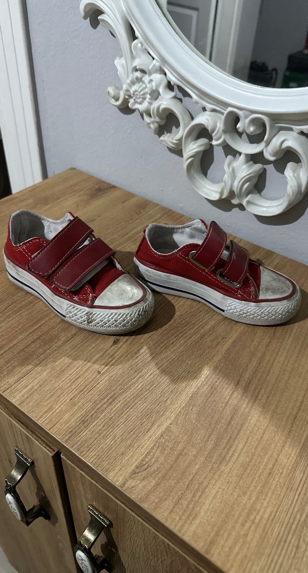 Kız Çocuk Kırmızı Cırt Cırtlı Spor Ayakkabı - Görsel 2