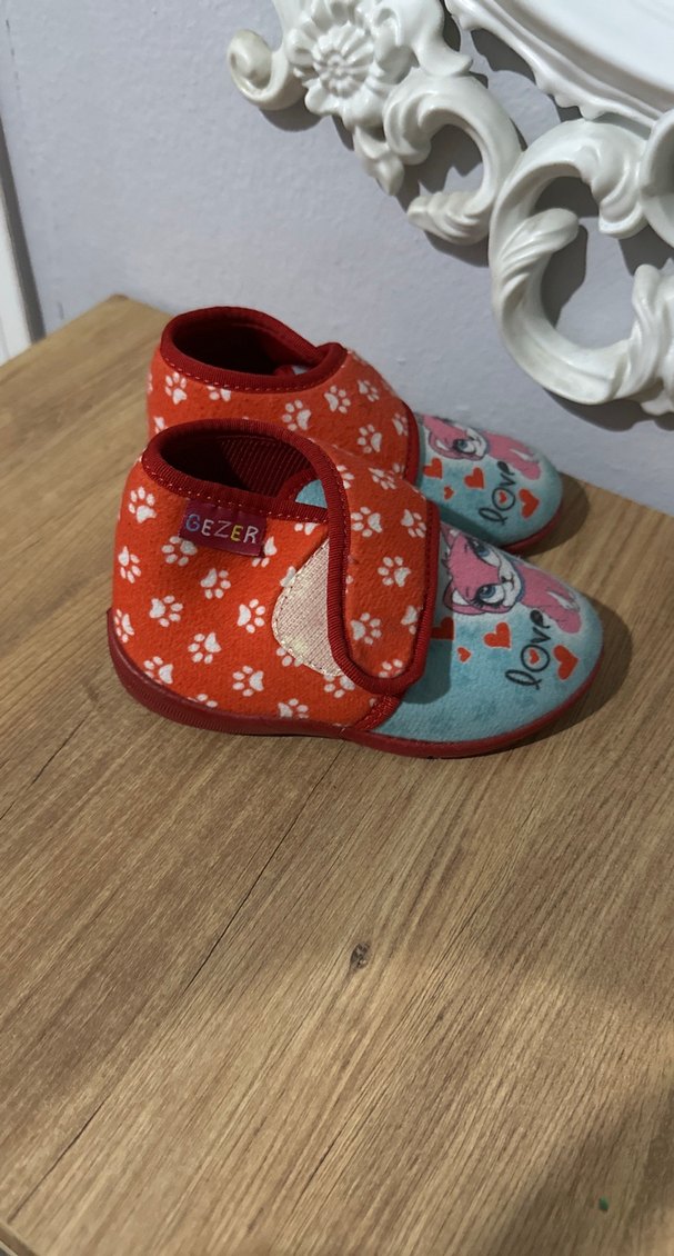 Renkli Kız Çocuk Ev Terliği, Cırtlı, Desenli - Görsel 2