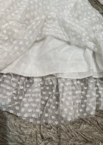 Uzun Kollu Beyaz Dantel Kız Elbisesi - Görsel 4