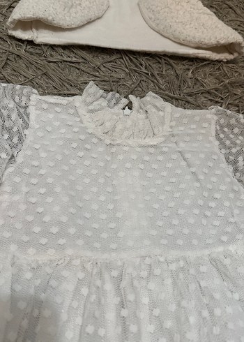 Uzun Kollu Beyaz Dantel Kız Elbisesi - Görsel 3