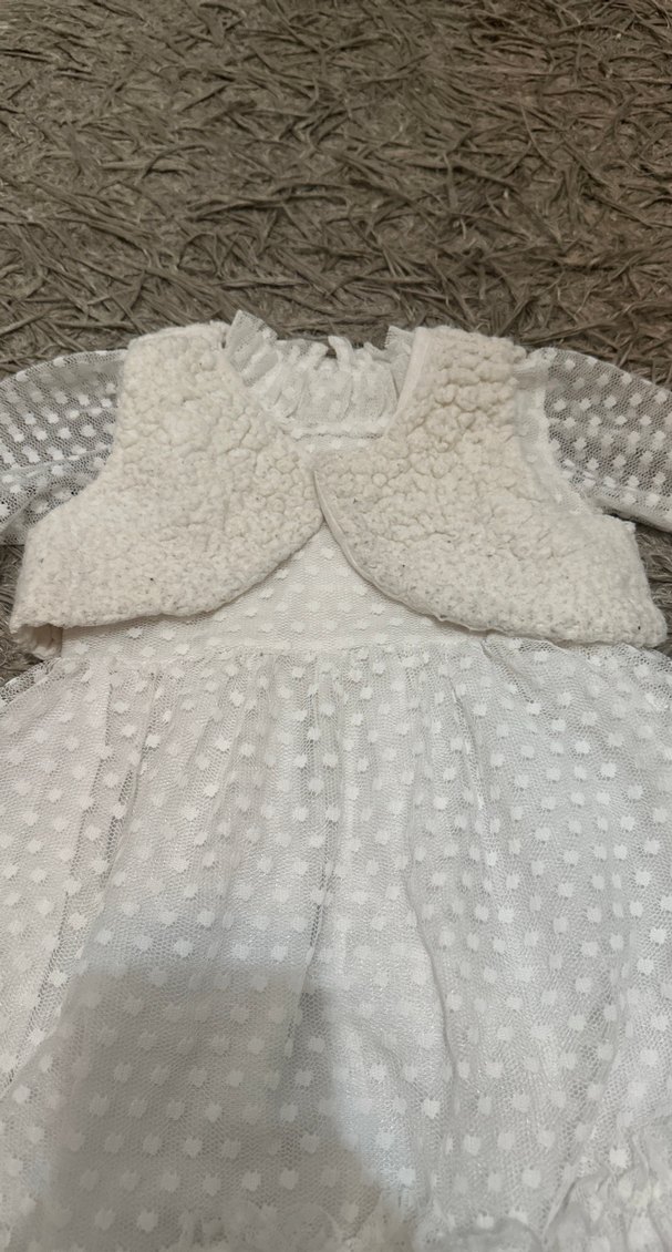 Uzun Kollu Beyaz Dantel Kız Elbisesi - Görsel 5