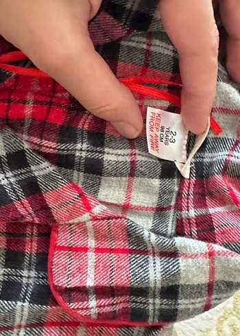 kiz Çocuk Kırmızı Kareli Uzun Kollu Gömlek - Görsel 2