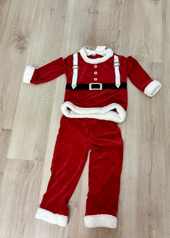 Kırmızı Çocuk Kadife Noel Kostümü - Görsel 3