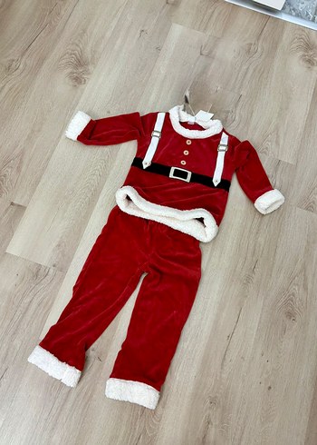 Kırmızı Çocuk Kadife Noel Kostümü - Görsel 2