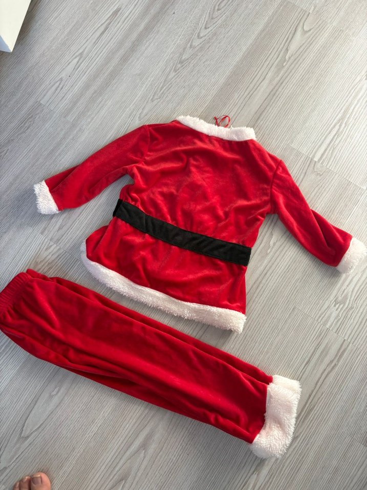 Kemerli Kırmızı Çocuk Noel Kostümü - Görsel 2