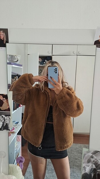 Pull and bear peluş mont 