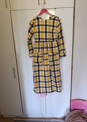 Sarı Ekose elbise - Görsel 2