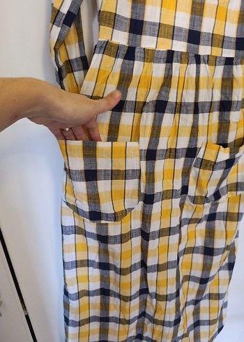 Sarı Ekose elbise - Görsel 4