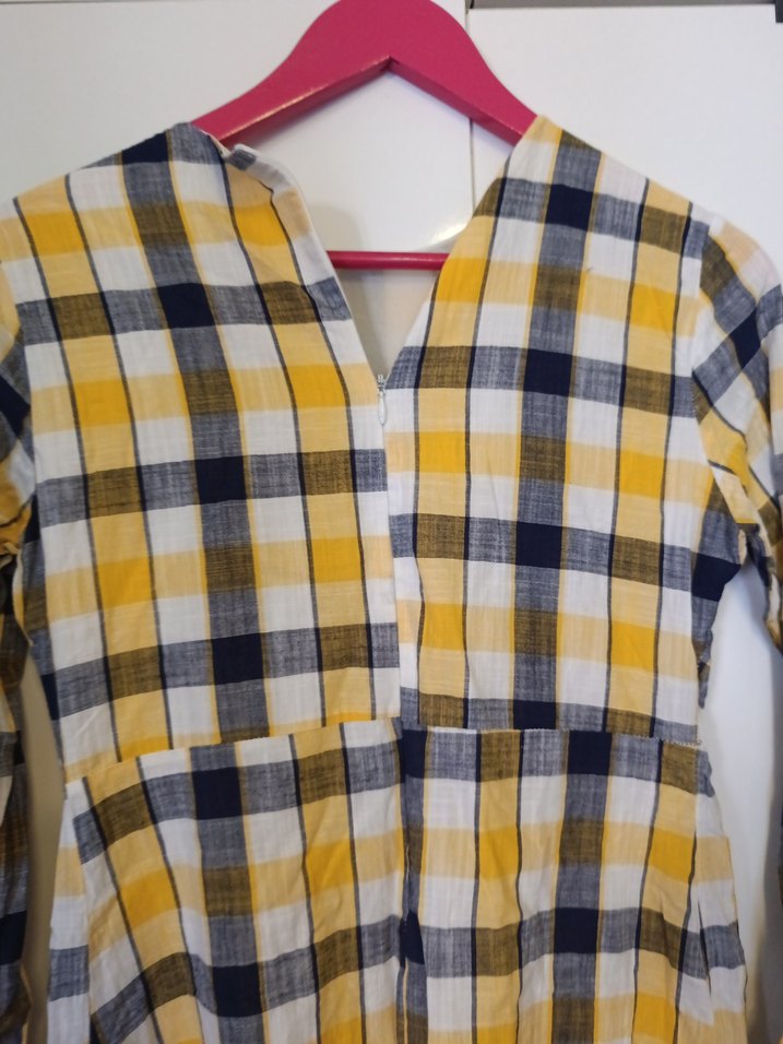 Sarı Ekose elbise - Görsel 3