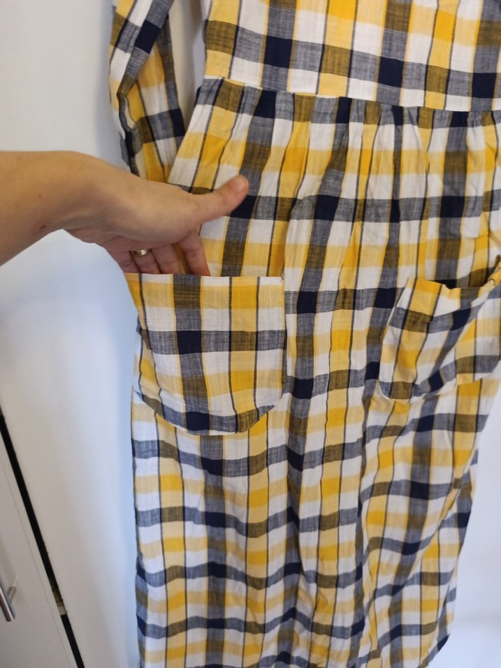 Sarı Ekose elbise - Görsel 4