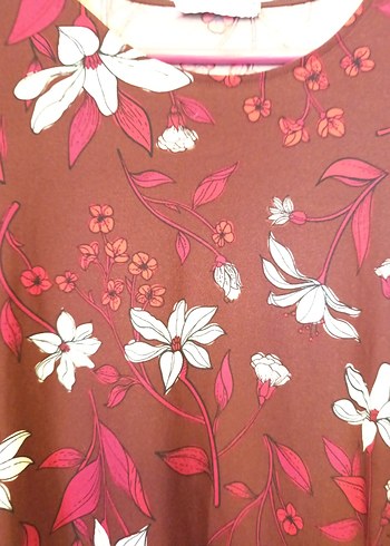 Bordo Çiçekli Uzun Kollu mango tunik - Görsel 2