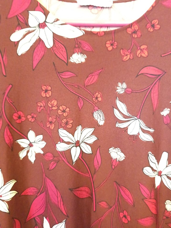 Bordo Çiçekli Uzun Kollu mango tunik - Görsel 2