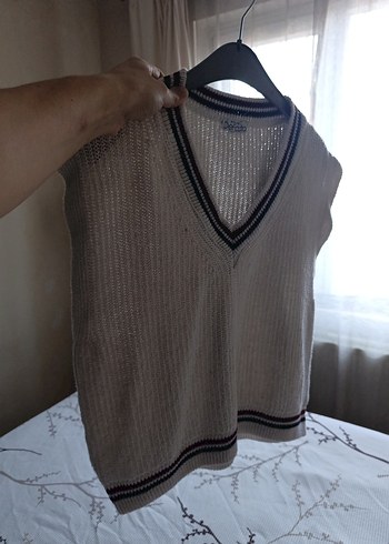 V Yaka Beyaz Örgü Kadın Süveter - Görsel 2