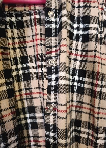 Düğmeli Ekose Desenli Uzun tunik - Görsel 4