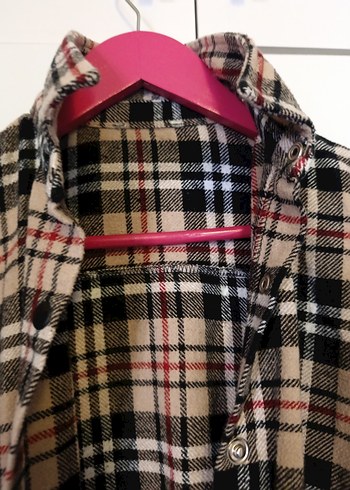 Düğmeli Ekose Desenli Uzun tunik - Görsel 3