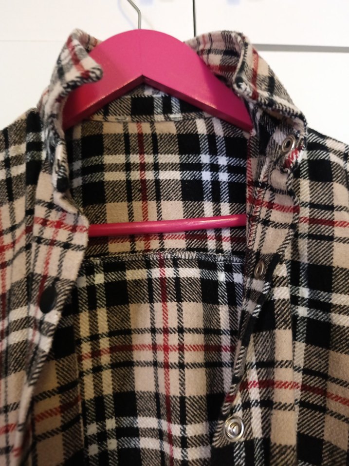 Düğmeli Ekose Desenli Uzun tunik - Görsel 3