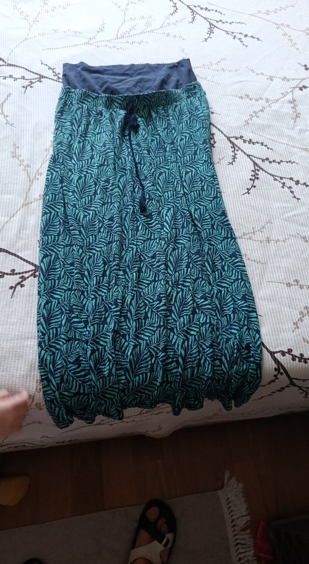 Bohem Tarzı Uzun Turkuaz hamile etek - Görsel 3