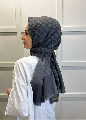 AKER Elegance Monogram Koyu Gri Şal