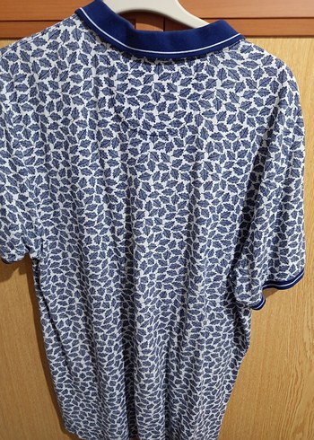 xl Beden Erkek Mavi Desenli Pamuklu Polo Tişört