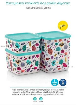 TUPPERWARE YENI RENK KUBIK 3 LU