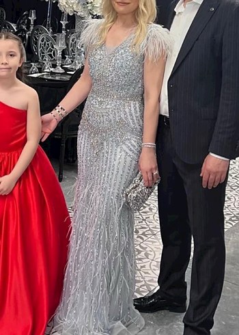 38 Beden Alfabeta Gri Abiye Elbise Dilan Polat
