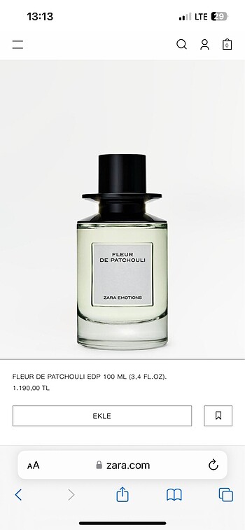 Zara Fleur de patchouli parfüm jo malone serisi edp