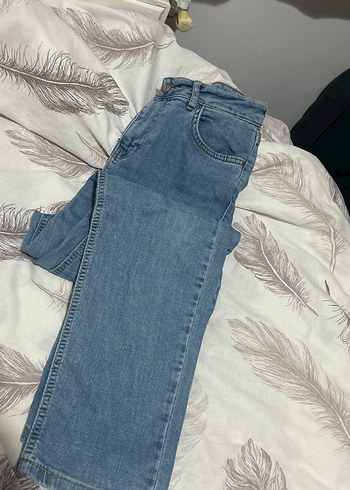 Düğmeli Mavi Midi Kadın Denim Jean - Görsel 4