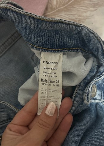 Düğmeli Mavi Midi Kadın Denim Jean - Görsel 3