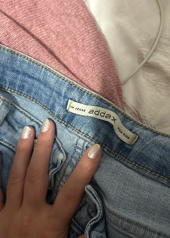 Düğmeli Mavi Midi Kadın Denim Jean - Görsel 2