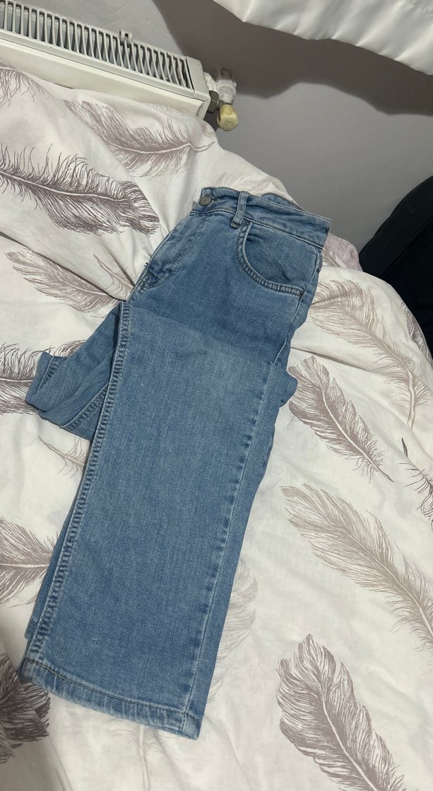 Düğmeli Mavi Midi Kadın Denim Jean - Görsel 4