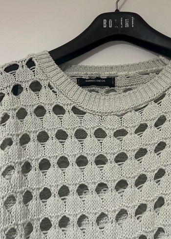 Gri Örgü Salaş Mini Kadın Kazak - Görsel 3