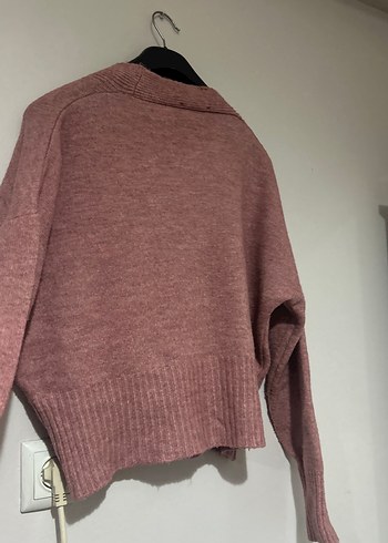 Düğmeli Pembe Kadın Hırka - Görsel 3