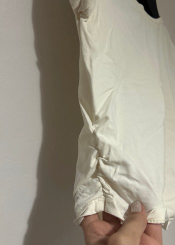 Beyaz Kısa Kollu Hamile Tişörtü - Görsel 2