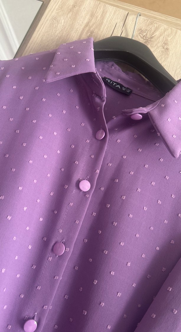 Diger Mor Puantiyeli Uzun Kadın Elbise - Görsel 3