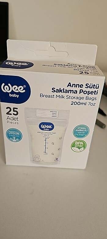  Süt saklama poşetleri. 