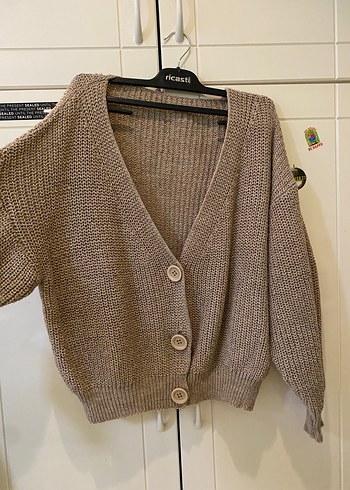 Kadın Kahverengi Örgü Salaş Hırka - Görsel 2