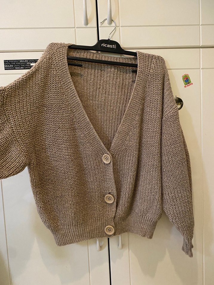 Kadın Kahverengi Örgü Salaş Hırka - Görsel 2