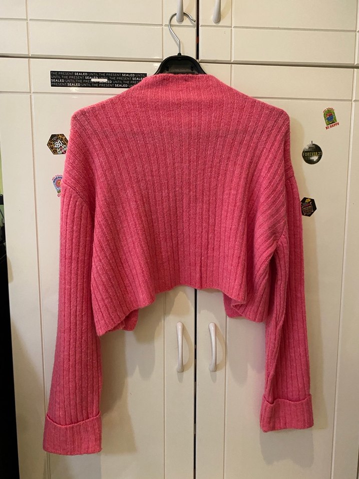 Pembe Düğmeli Triko Hırka ty milla - Görsel 4