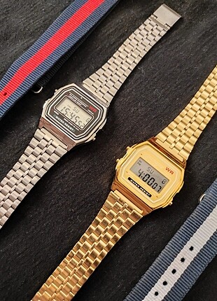 Casio Unisex Retro Altın Gümüş Saat