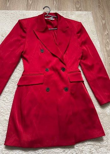 Kırmızı Uzun Kadın Blazer Ceket elbise