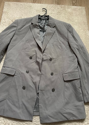 Gri Düğmeli Blazer Ceket