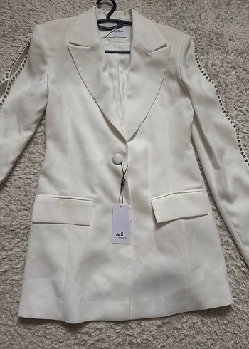 Taşlı Beyaz Kadın Blazer Ceket - Görsel 4