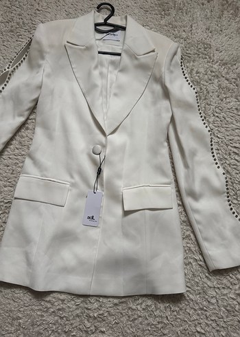 Taşlı Beyaz Kadın Blazer Ceket - Görsel 3